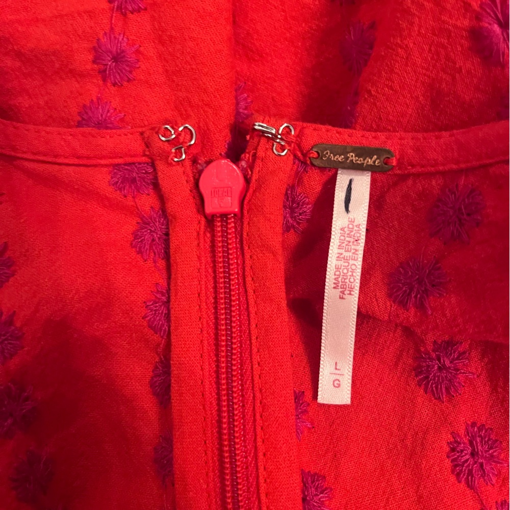 Free People‎ Juni Strawberry Spritz Embroidered Backless Halter Mini Dress Large - Picture 3 of 7